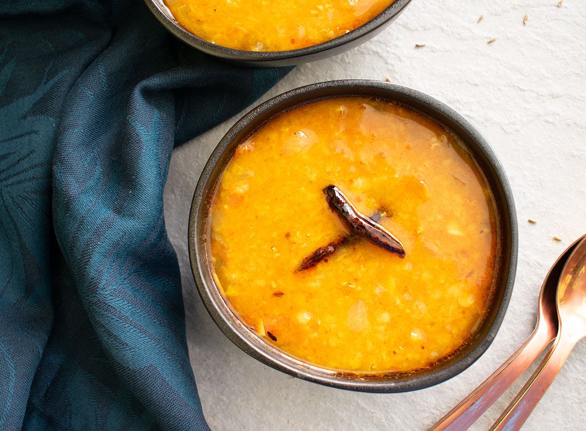 Indian red lentil Dal (Masoor Dal Tadka)